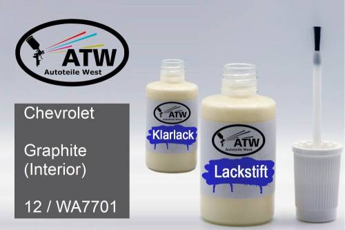 Chevrolet, Graphite (Interior), 12 / WA7701: 20ml Lackstift + 20ml Klarlack - Set, von ATW Autoteile West.